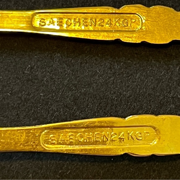 Saechen Fons Korea Gold Plated Spoon & Fork Set Korean 24 Karat Collector Set 2x - Picture 7 of 9